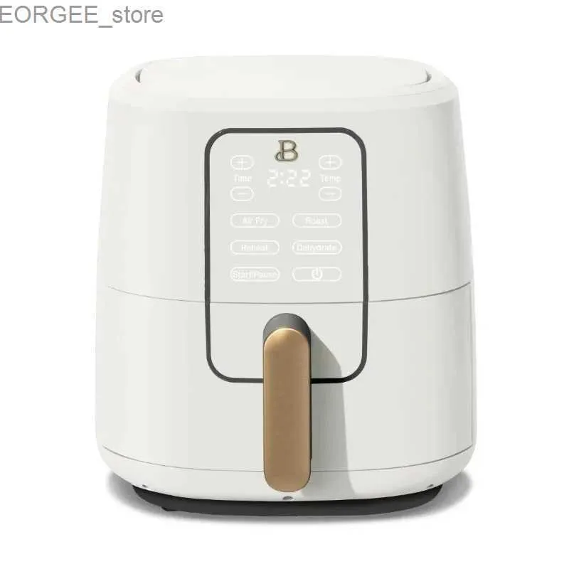 Air Fryers Piękna 6-kwartkowa Air Fryer z technologią Turbocrisp i aktywacją dotyku Drew Barrymres White Ice Y240402