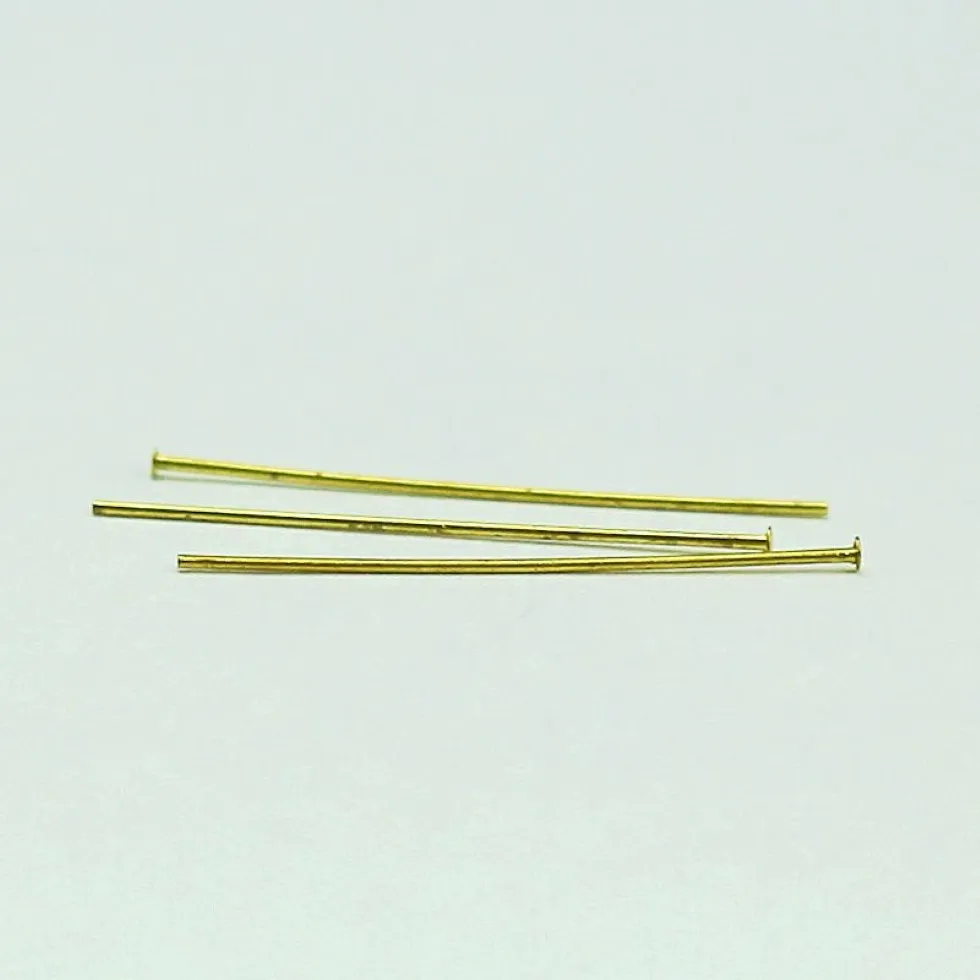 Beadsnice perno con testa in ottone placcato oro per la creazione di gioielli perni dritti a testa piatta, risultati di gioielli, ID intero 12927339D