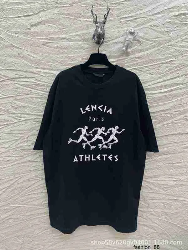 Designer Rätt version B Marathon Tryckt Kort ärm Jindian Running Men's Cotton Printed T-shirt Löst och mångsidigt för män och kvinnor Zov0