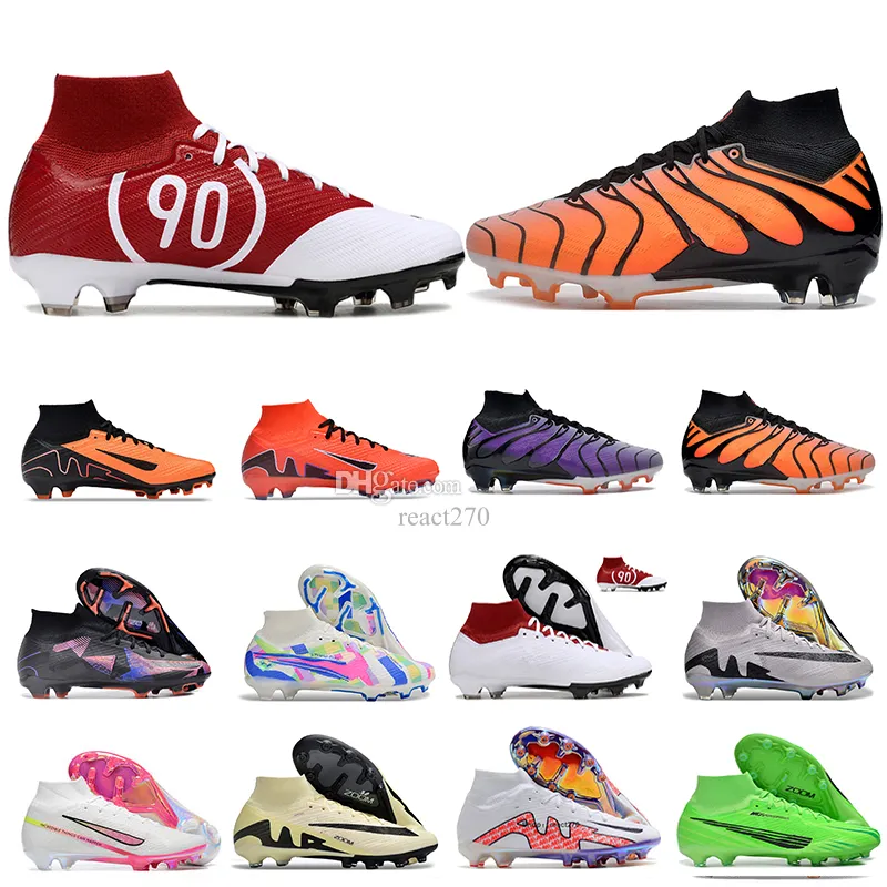 Mens Kids Superfiy 9 Multicolor IX Elite Mercurlal Fg Voltage Purple Tn Black Sunset High-Top Cofcer Cleats Marcus Rashford FG Mad Ready Boot