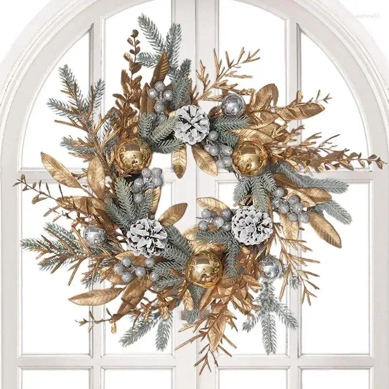 Декоративные цветы Рождественский венок из сосновой шишки Передняя дверь Искусственные ягоды Гирлянда Украшение окна