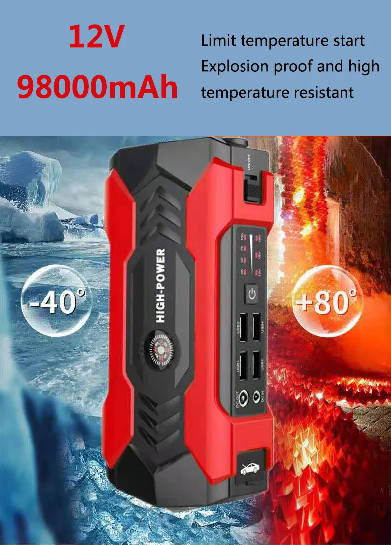 98000mAh Car Jump Starter Starting Device Battery Power Bank Jumpstarter Auto Buster Emergency Booster Car Charger Jump Start