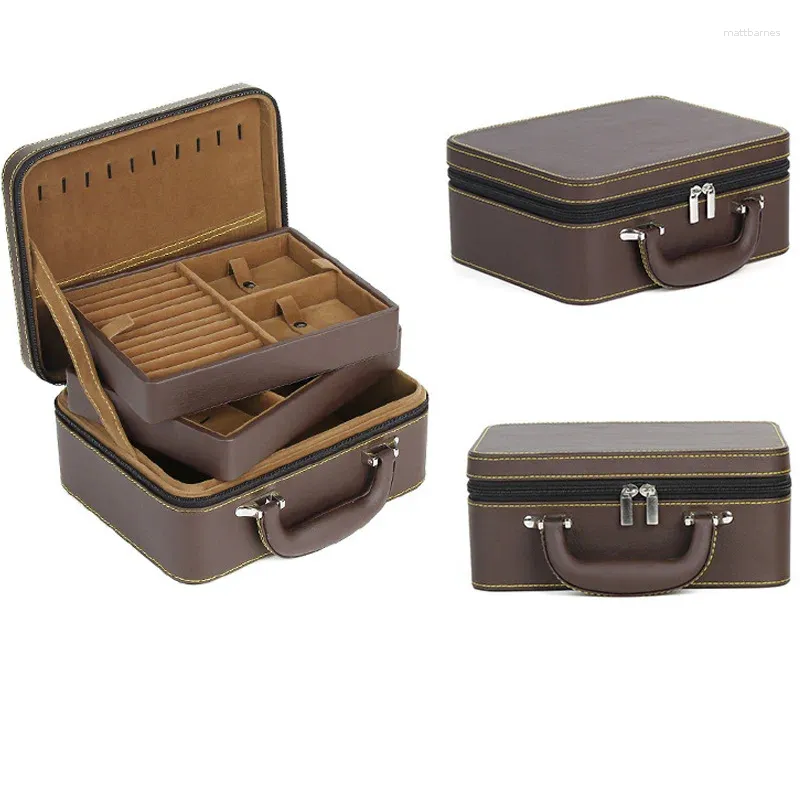 Pochettes à bijoux, boîte de rangement détachable à Double couche, valise à anneaux de voyage Portable de grande capacité, 3 couleurs disponibles
