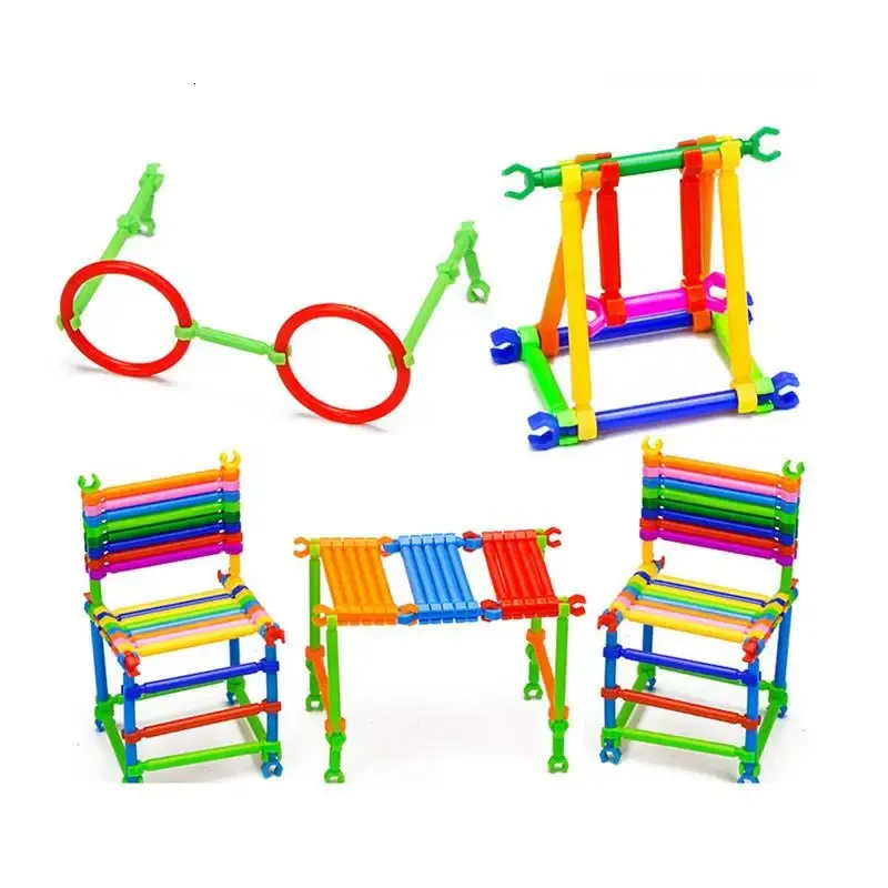 Kids Block 250 pezzi Build Build Sticks Kit Toys Math Education Pozzs 3D bambini che gioca a impilamento di mattoni e bastoncini 240326