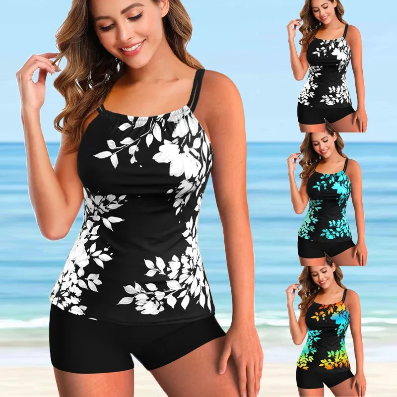 Women Beachwear Swim Tankini Monokini Swimwear Bathing Suit Two Pieces Swimsuits Plus Size Printed Tankinis 240402