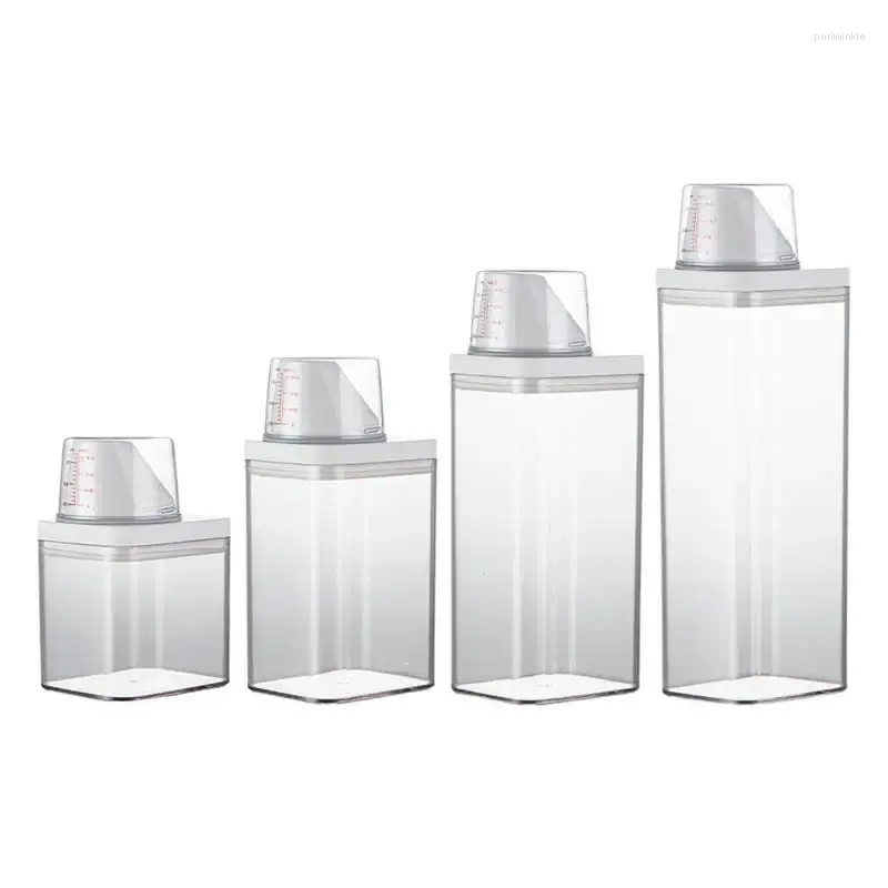 Botellas de almacenamiento Dispensador de detergente para ropa Botella de detergente en polvo Suministros de limpieza transparentes Tanque de embalaje Sellado de plástico