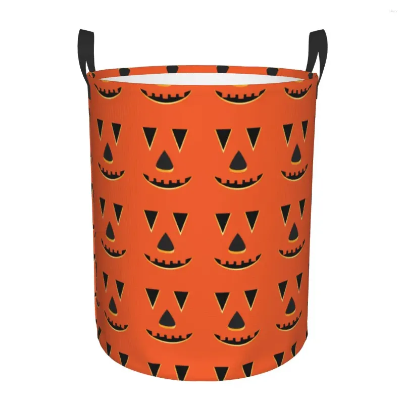 Sacs à linge panier sale Halloween citrouille visages motif pliant vêtements seau de rangement jouet maison organisateur étanche