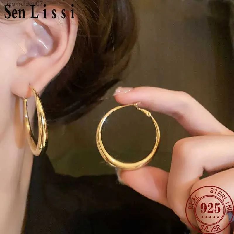 Dingle ljuskrona Senlissi - Nytt mode 18K Womens Gold Hoop Earring Series 925 Sterling Silver Ring and Earring Jewelry S039L2404