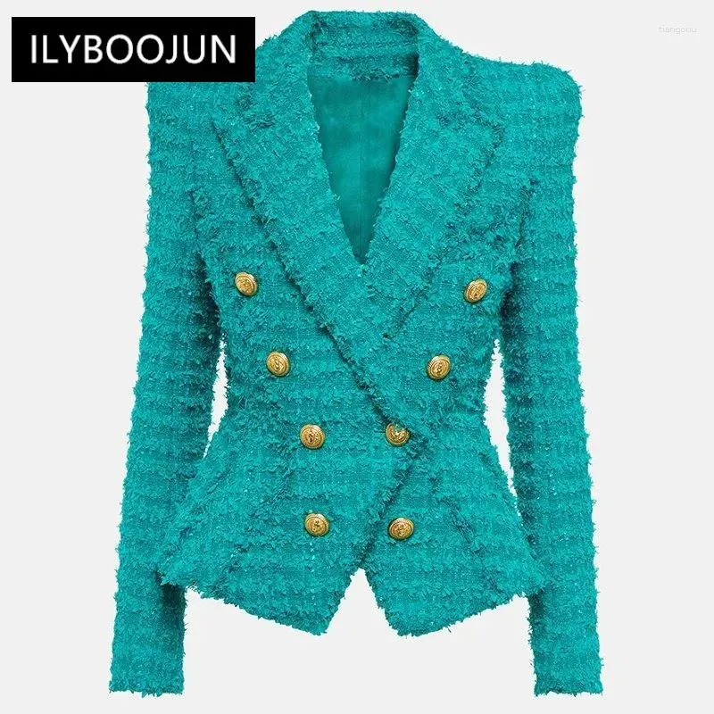 Kvinnors kostymer hösten vinter tjockt vävt tyg lyx kvinnor tweed street blazers bodycon design färsk färg iögonfallande jackor för