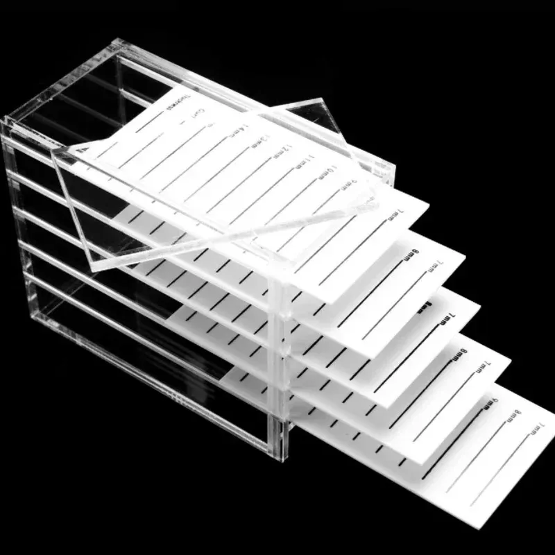 أكريليك 5 طبقات مربع مربع الرموش رموش بلاط صندوق مربع تخزين واضحة مربع التخزين مع الدرج