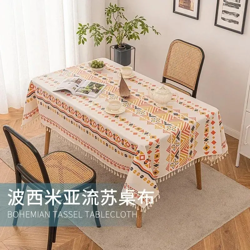 Table Cloth Home Decor Bohemian Style Waterproof Tablecloths Outdoor Camping Dining Rectangular Tassel Linen Cover