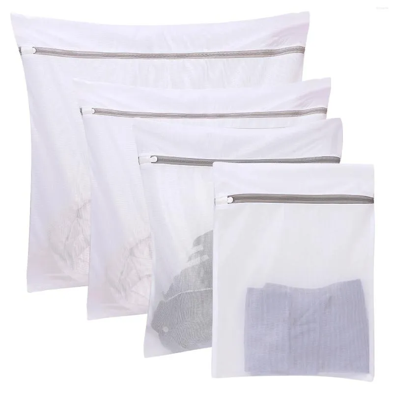 Laundry Bags 4pcs Travel Underwear Hosiery Clothes With Zipper For Washing Machine Home Fine Mesh Lingerie Socks Protective Bag