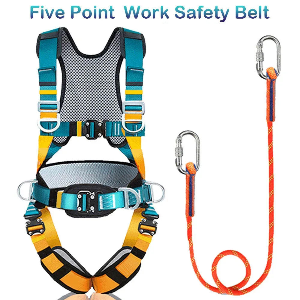 Ремни безопасности для высотных работ всего тела, пятиточечный ремень, тренировочное защитное оборудование для скалолазания на открытом воздухе, 240320