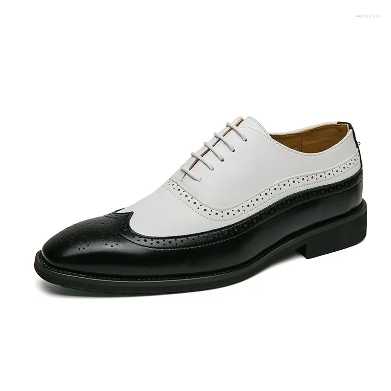 Casual Schuhe Herbst Mode Männer Büro Patent Leder Kleid Schwarz Und Weiß Block Männer der Hochzeit Party