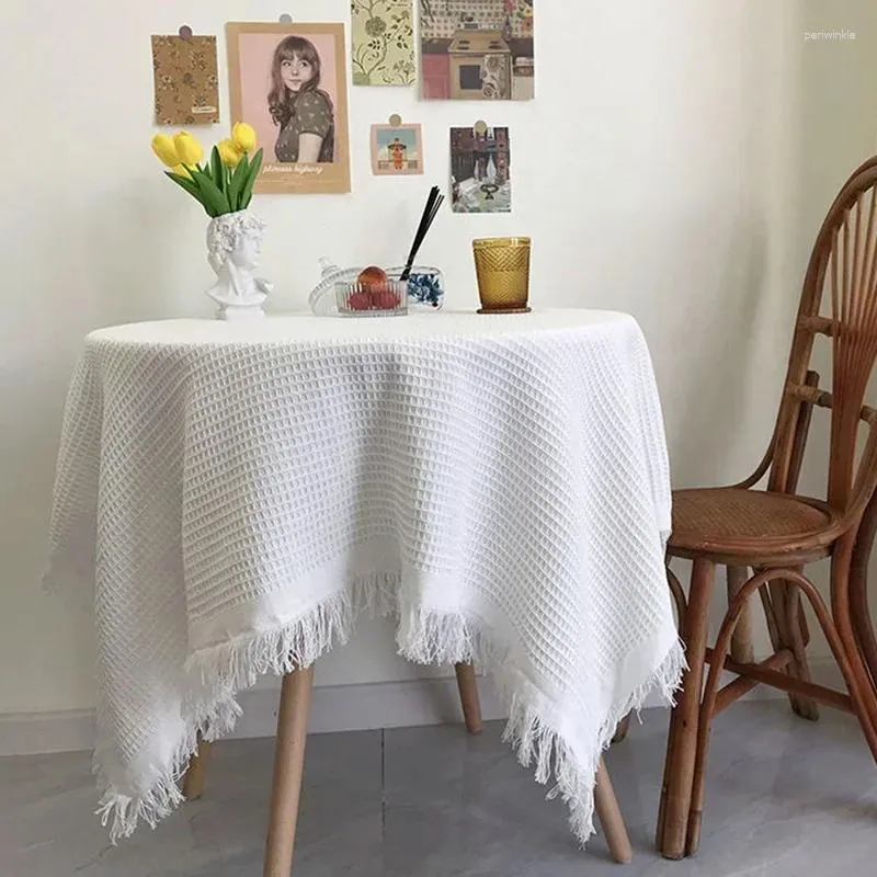 Toalha de mesa em crochê capa branca estilo moderno monocromático