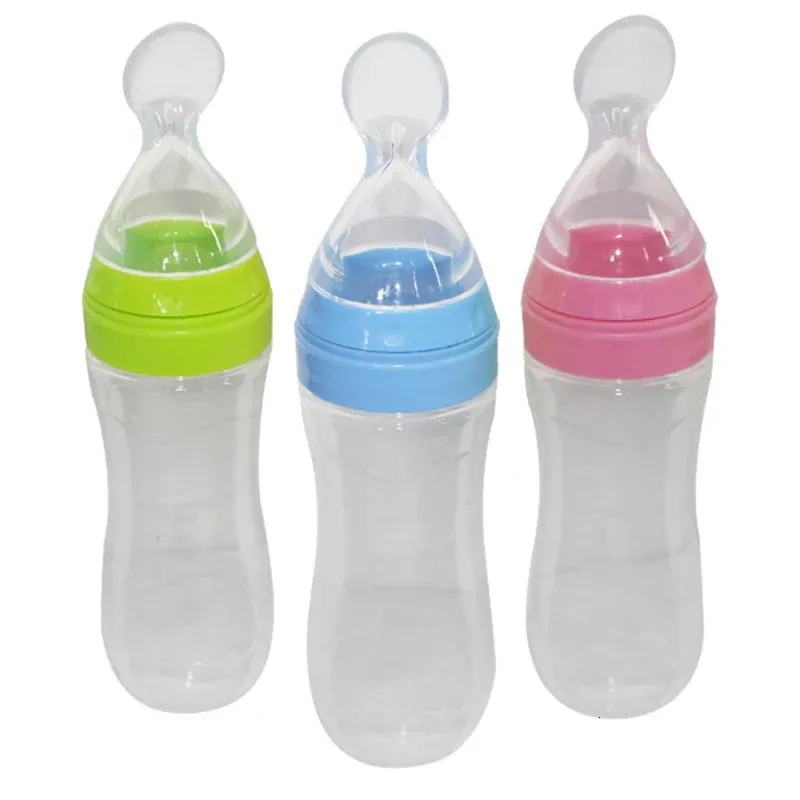 Baby Squeeze Feater Food Supplement Bottle Soft Spoon Rice Paste Puree Feeding Supplies Liquid Silicone är säkert och giftigt 240319