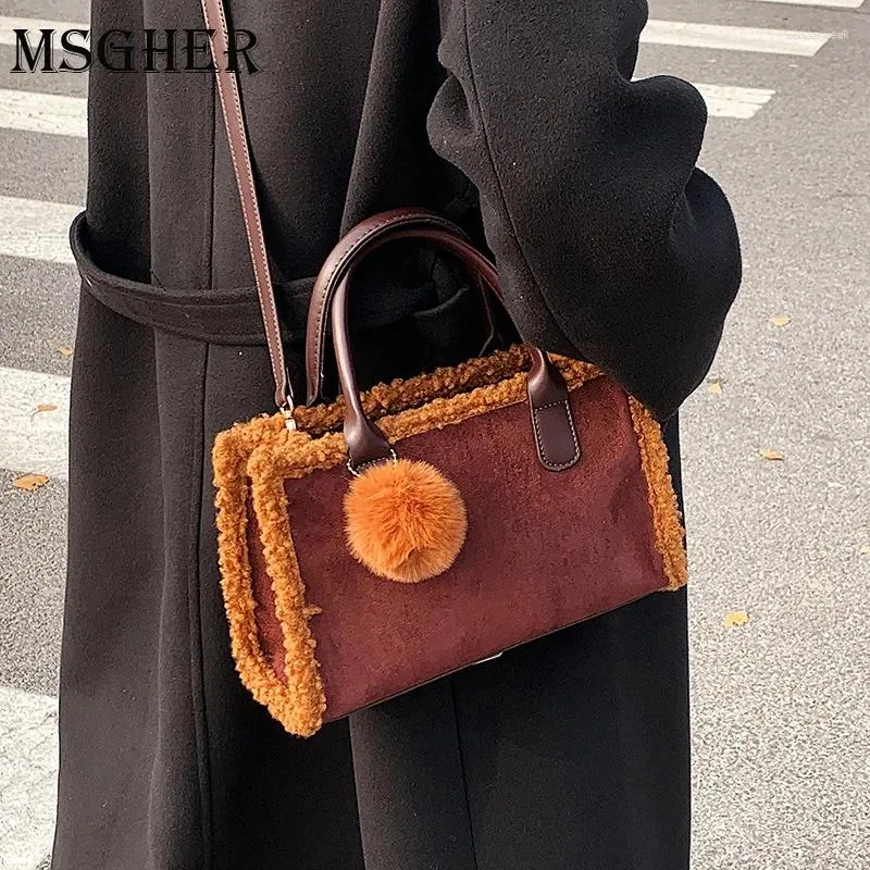 Umhängetaschen 2024 Winter Kleine Faux Sedue Leder Plüsch Klappe Unterarm Für Frauen Mode Designer Handtaschen