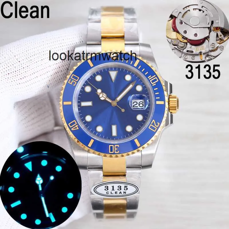 Automatikuhr RLX Clean Styles Man Luxusuhren Herrenuhr 116610l Gold gemischtes Silbergehäuse blaue Keramik Sub 3235 mechanische Uhren 904l Edelstahl