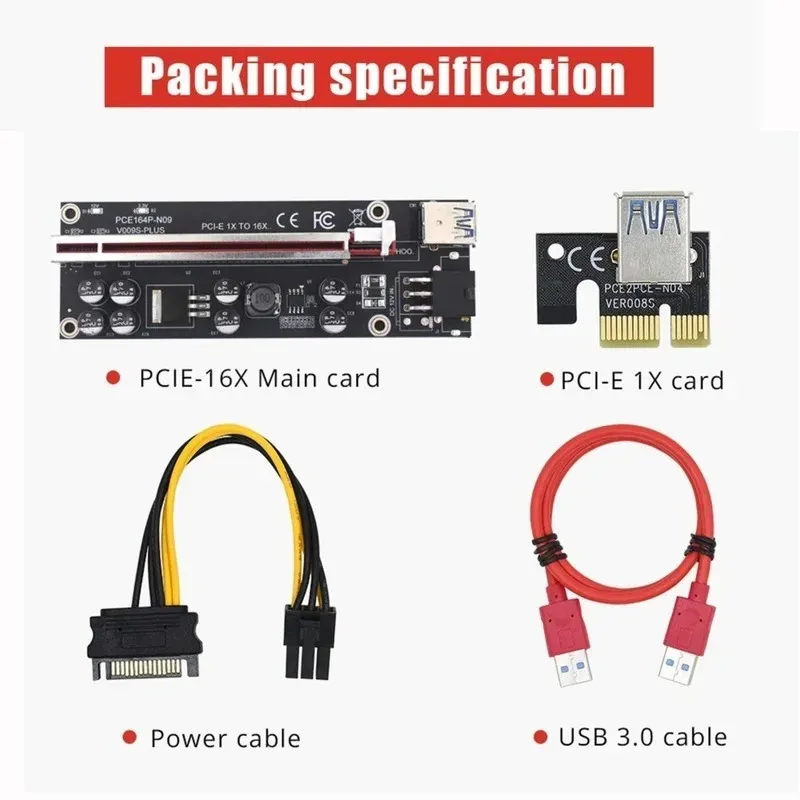 VER0099SPLUS PCI-E Karta Riser 30 cm 60cm 100 cm USB 3.0 Kabel PCI Express 1x do 16x Extender adapter PCIE dla karty graficznej GPU