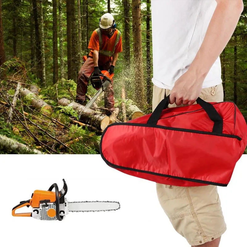 Sacos de armazenamento Portátil Oxford Tecido Chainsaw Carrying Bag Red Case para 12in 14in 16in Chain Saw