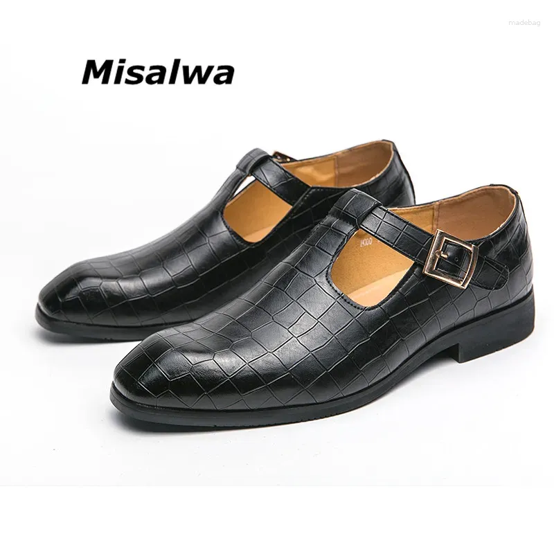 Sapatos de vestido Misalwa Pointy PU Couro Homens Plus Size Formal Business Verão Respirável Festa Elegante Mocassins