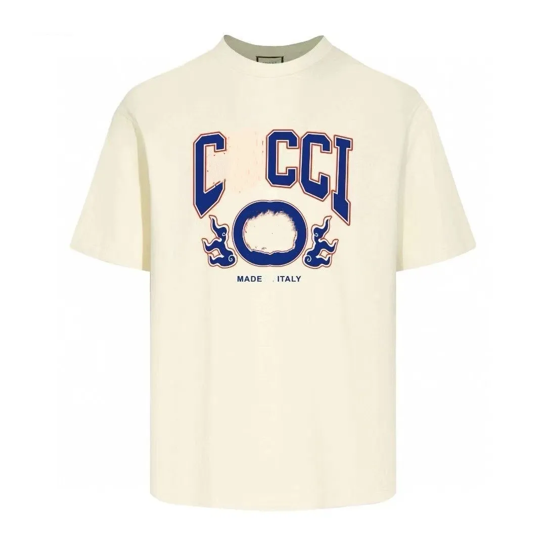 Luksusowa marka T-shirty 2024 Summer Men's T-shirts czyste bawełniane załogi Młodych studentów Prosty luźne top o połowie solidnym kolorze
