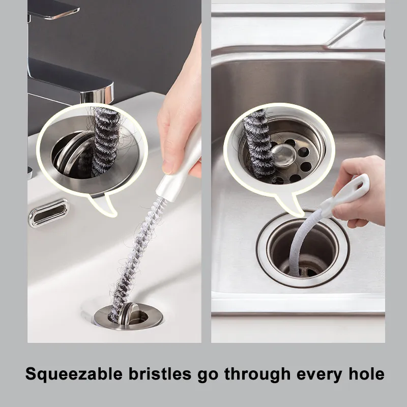 65/45cm Pipe Dredging Brush Bathroom Hair Sewer Sink Cleaning Brush ...