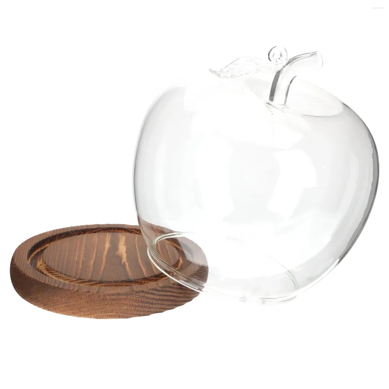 Storage Bottles Apple Glass Cover Transparent Mini Cake Showcase Dustproof Display Dome With Base Creative Decor Pots