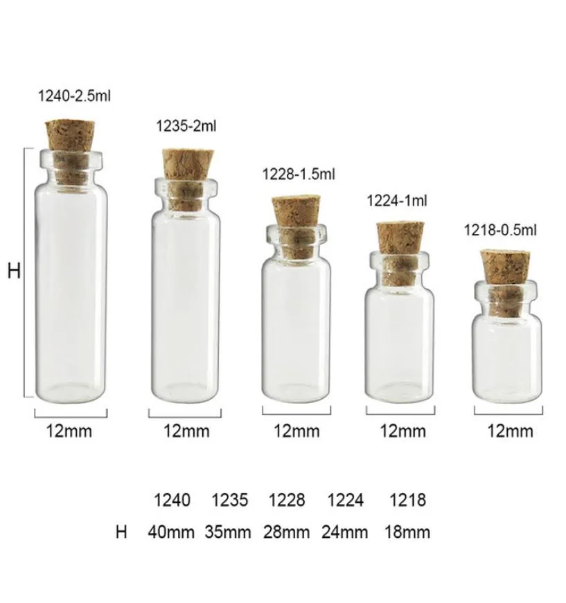 100 st små glasburkar söta mini som önskar korkstoppglasflaskor injektionsflaskor containrar 05 ml 1 ml 15 ml 2 ml till 5 ml4235549