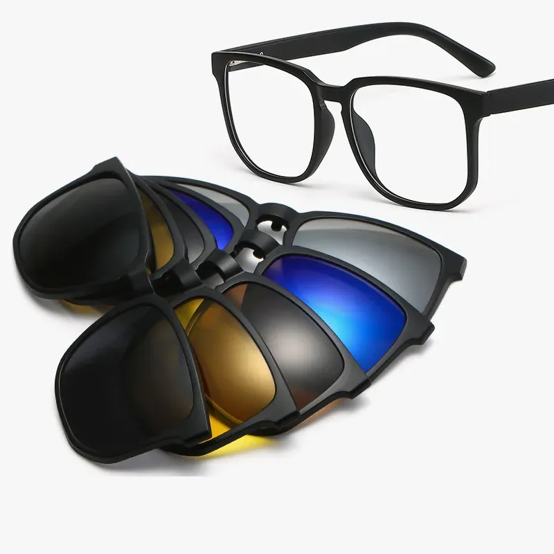 Солнцезащитные очки hdcrafter 6 в 1 зажиме на очках мужчины женщины TR90 Рецепт глазные очки рамки оптические магнитные аттракции поляризованные солнцезащитные очки