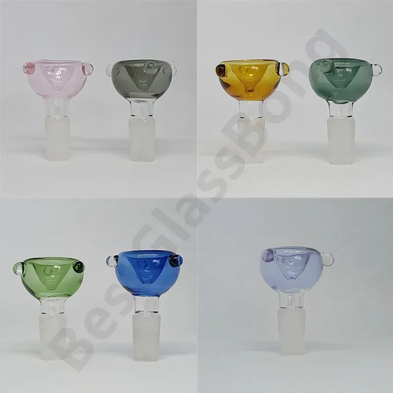 Glass Bowl Pieces Filter Funnel Handle Nail Joint Hookah 14mm Male Colorful Thick For Tobacco Oil Dab Rigs Bong Smoking Accessories ZZ