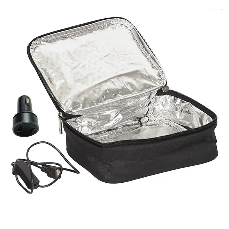 Vaisselle USB Portable, boîte à déjeuner chauffante, conteneur divers aliments, sac de voiture 2 en 1, isolé