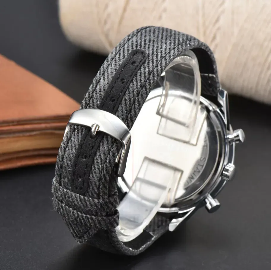 leather belt wristwatch sub dials work fashion mens watches High Quality Sport Japen Quartz Chronograph wholesale men`s gifts wristwatch