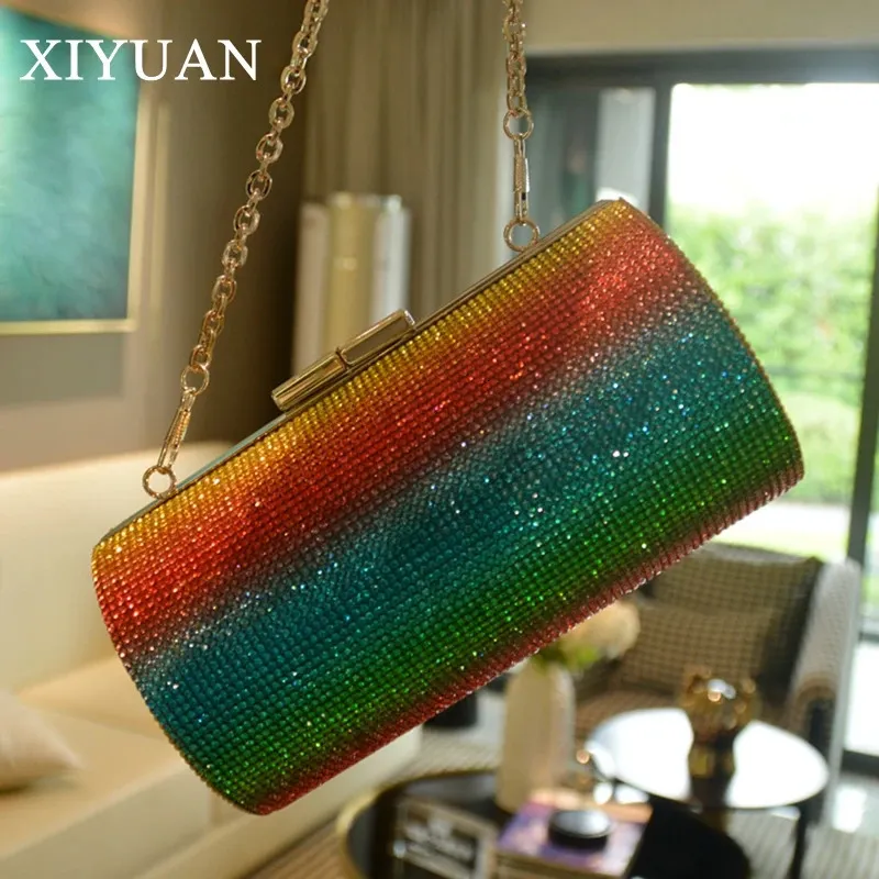 Xiyuan Trendy Rhinestone Ladies Borse Bling Tround Dining Borse Luxury Fashion Borse Diamond Baglie per feste per matrimoni 240326