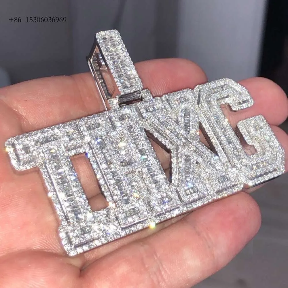 Iced Out Jóias Personalizadas Mens S Sier Rodada Brilhante Corte VVS Moissanite Hip Hop Diamante Homens Colar Pingentes