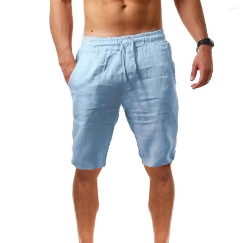 Pantaloncini da uomo 2024 pantaloni di lino in cotone pantaloni corti estivi traspiranti tinta unita maschile Fitness Streetwear M-3XL