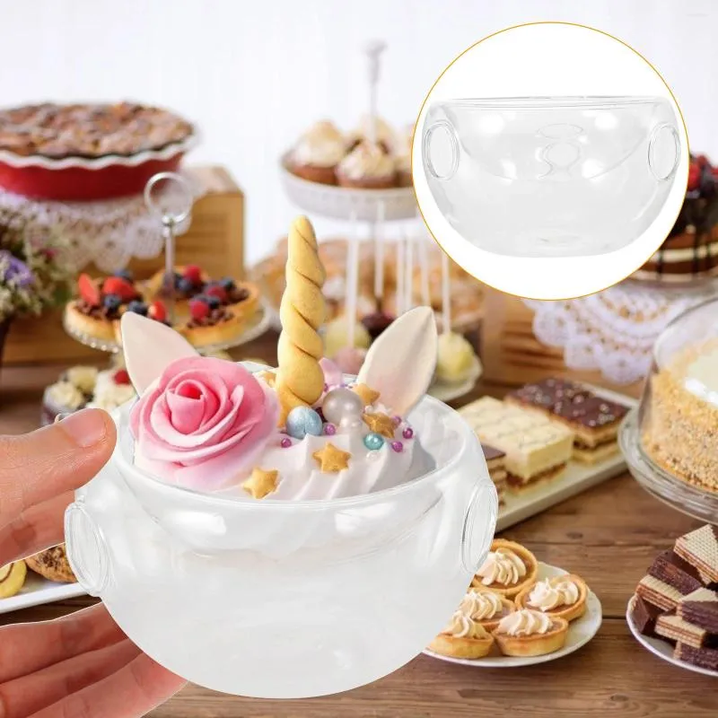 Миски Прозрачная миска для салата Прозрачные десертные тарелки Лед сохраняет холод Высокое боросиликатное стекло