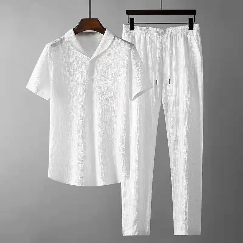ShirtTrousers 2024 Sommer ankunft Männer Mode Klassische Hemd männer Business Casual Shirts EINE Reihe Von Kleidung Größe M4XL 240329
