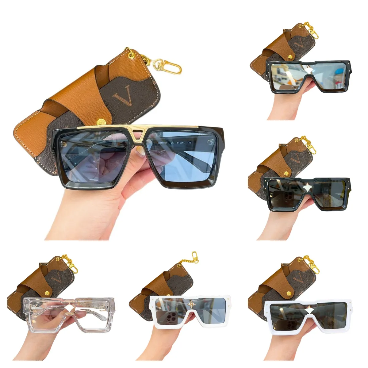 Cyclone Sunglasses Transparent Square Mirror Frame Antireflection Photochromic Men Woman Mélange de couleurs mixtes Lunets de créateur rétro Classic Sunglass Z1547E