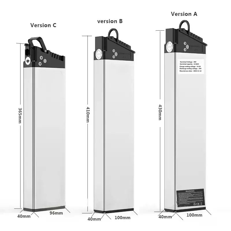 Batteries pliant Batters de vélo électrique 48V 10AH 12AH 13.6AH 17AH 36V 7.5AH 10AH 250W 350W 500W avec chargeur de 54,6 V 2A