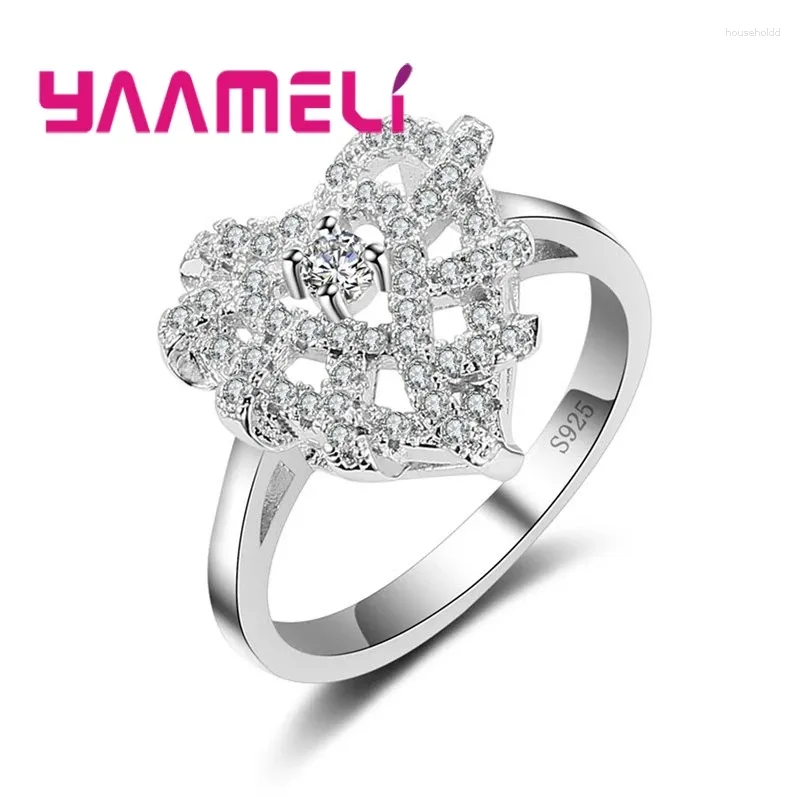 Anillos de racimo Joyería de boda Dedo Cristal Corazón para mujeres Amante CZ Anillo Mujer Compromiso Fiesta al por mayor