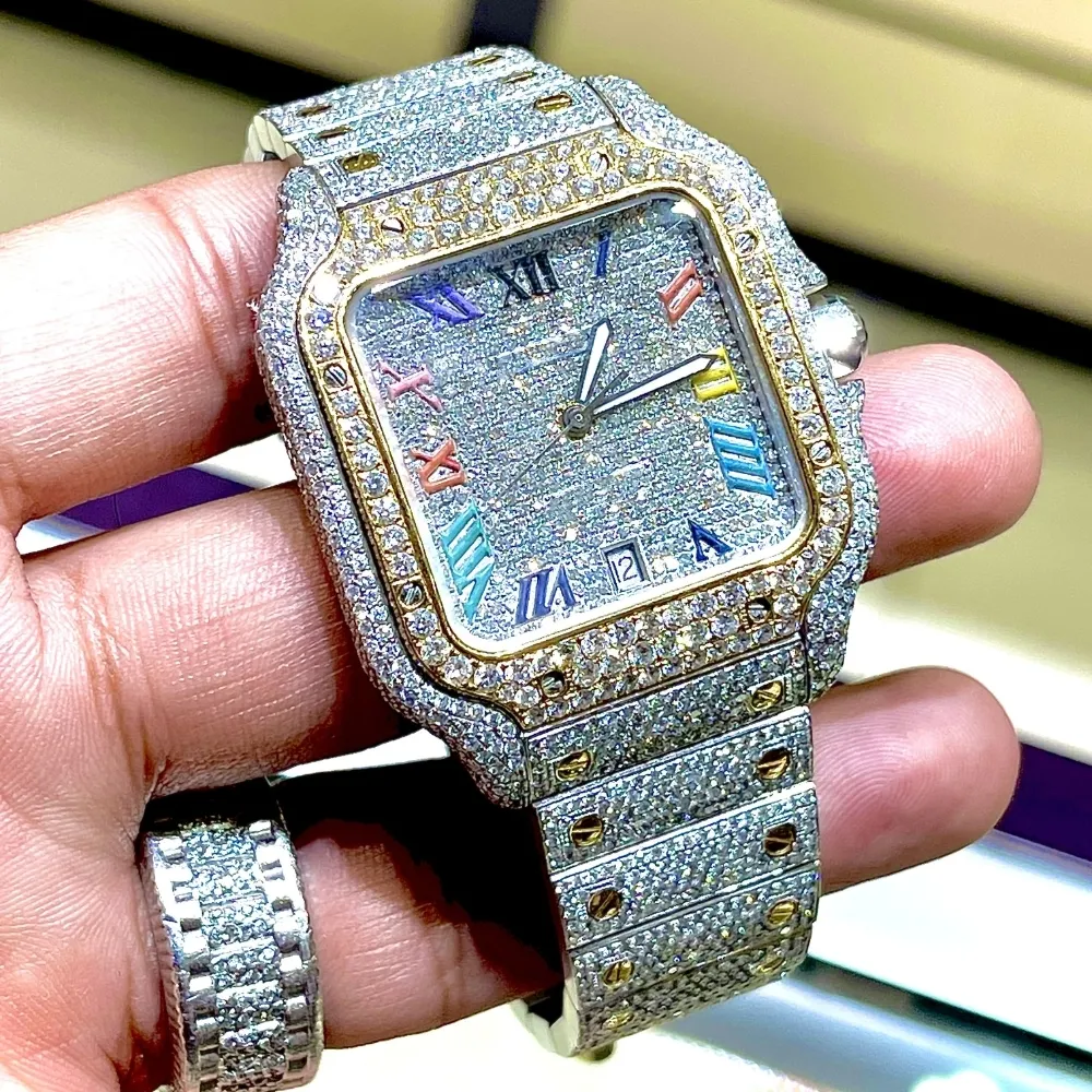 Moissanite Luxury Mens Watch Iced Out Diamond Design High  display picture 2