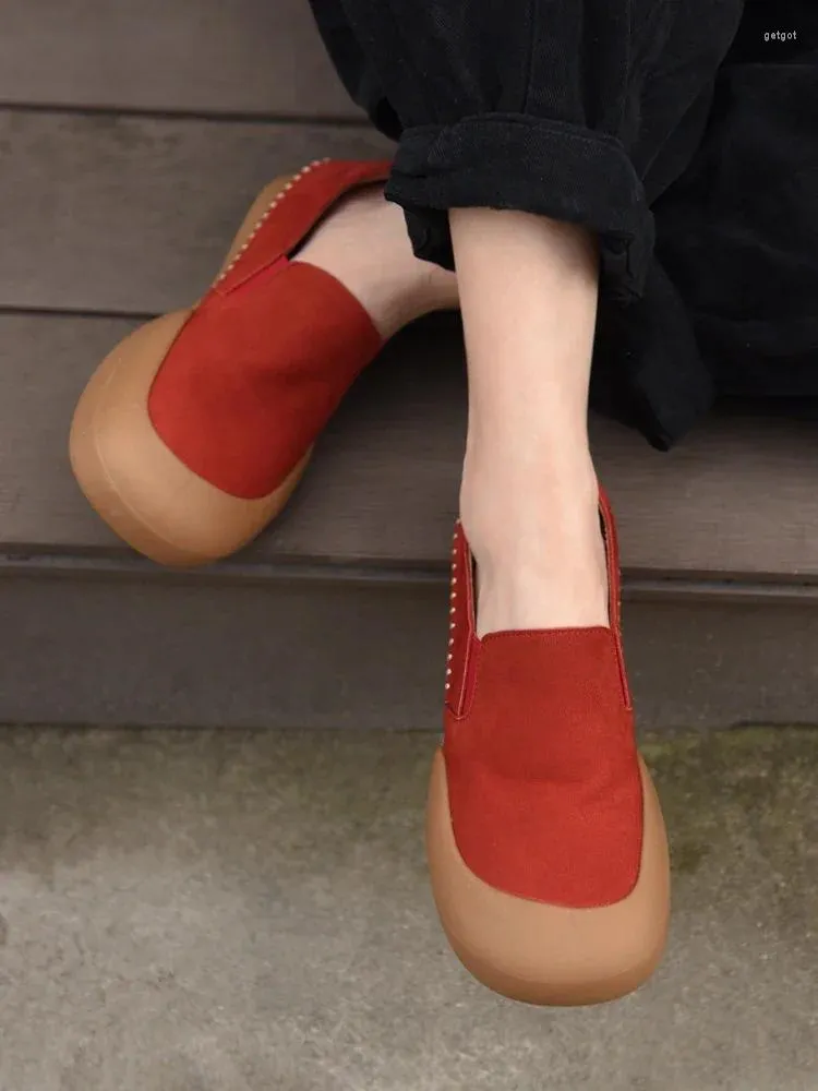 Buty swobodne Artmu oryginalne skórzane mokasyny do szycia dla kobiet poślizgają