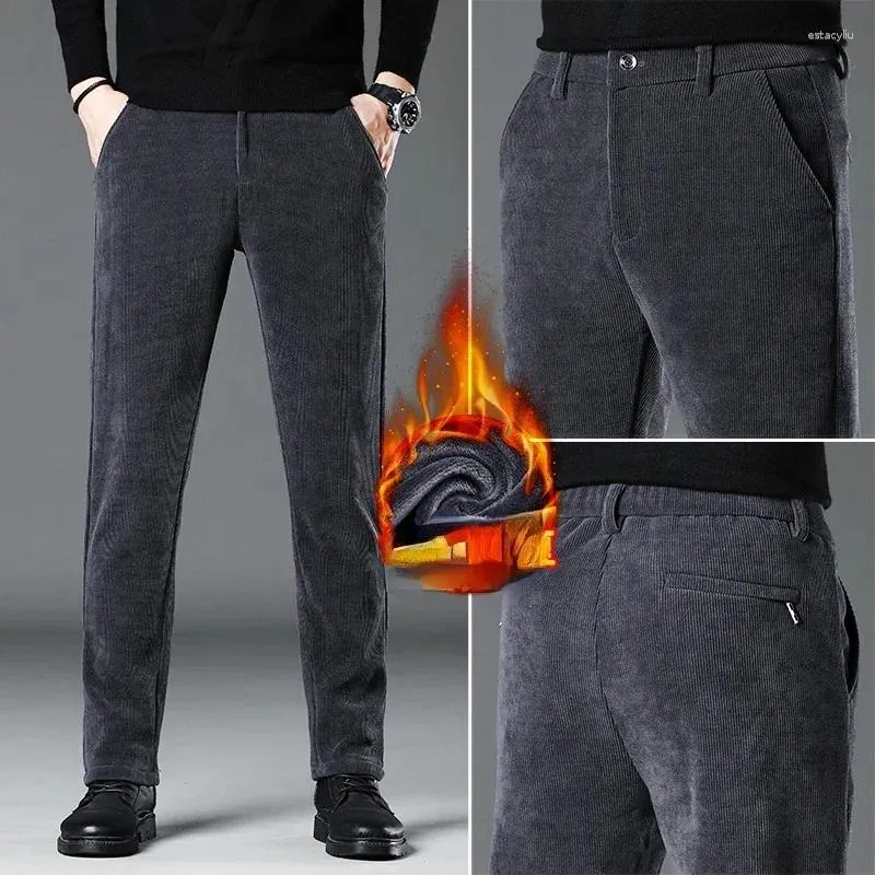 Herrenhose Wintermode High-End-Boao-Fleece Slim All Match Small Straight Leg Casual