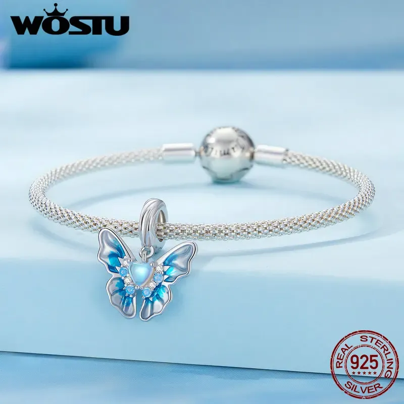 WOSTU 925 Sterling Silver Christmas Charms Snowflakes Pendant Frozen Castle Bead Fit Original Bracelet Women DIY Fine Jewelry