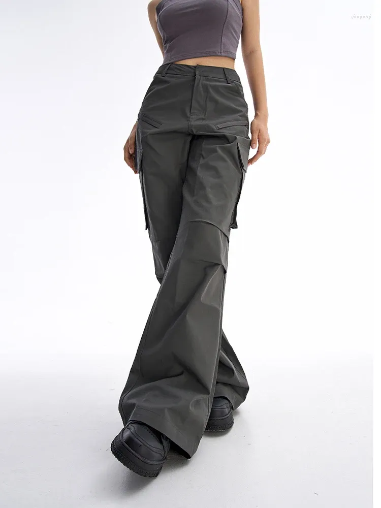 여자 청바지 modx 여자 한국 패션 빈티지 단색 헐렁한화물 바지 포켓 디자인 스웨트 팬츠 단순한 긴 바지 느슨한 세련된