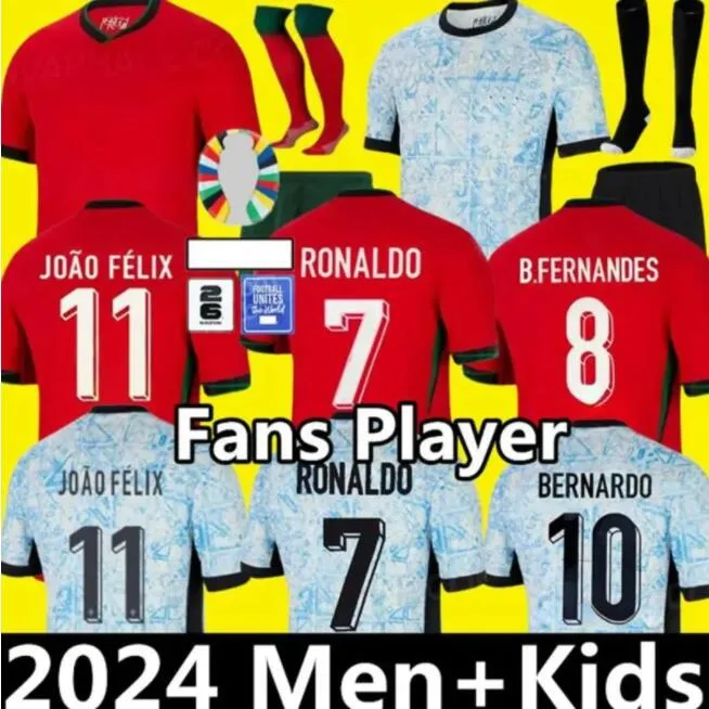 2024 EURO CUP PUPUUUSA Portugal Soccer Jerseys Ronaldo Joao Felix Pepe Bermardo B.Fernandes Camisa de Futebol 24 25 J.Moutinho Futebol Camisa Men Kit Kit Al Nassr FC