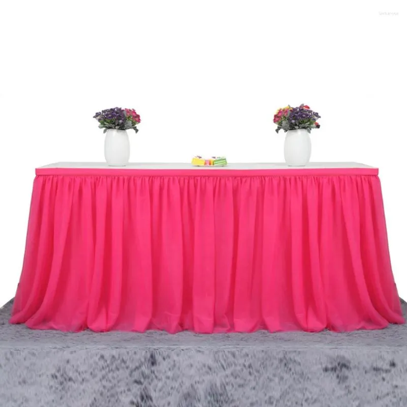 Table Skirt DIY Decorative Festive Wedding Party Solid Baby Shower Ornament Home Tableware Tulle Cloth Supplies Birthday Stylish