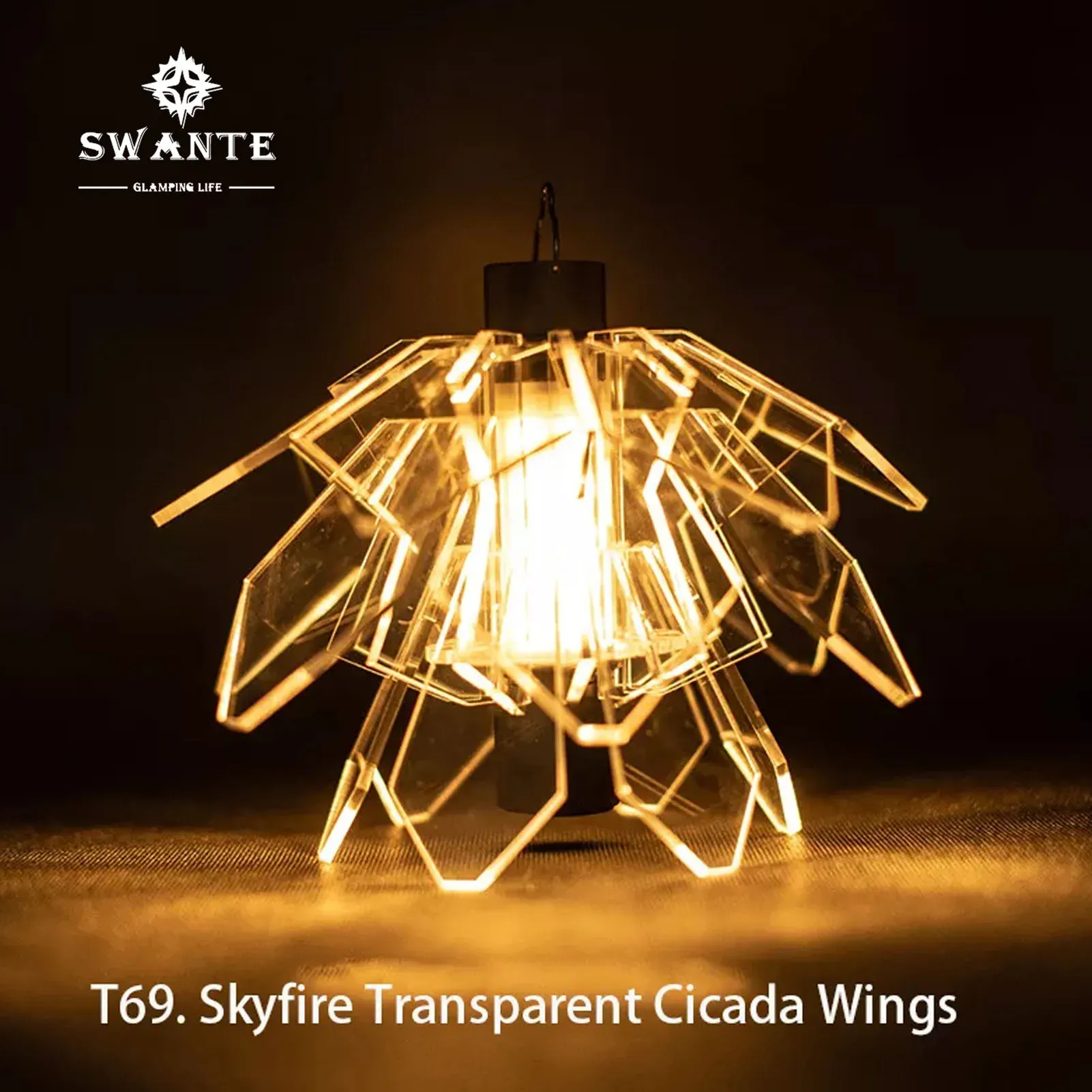 Tools New Swante Small Stick Lamp 5050 Workshop Brand Design Cicada Wings Outdoor Camping Lampenschirm Sky Fire Lampe für Outdoor Camping