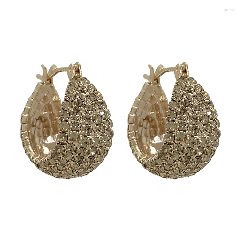 Boucles d'oreilles créoles de haute qualité, strass gris exquis français, élégant, léger, luxe, Style Hong Kong rétro